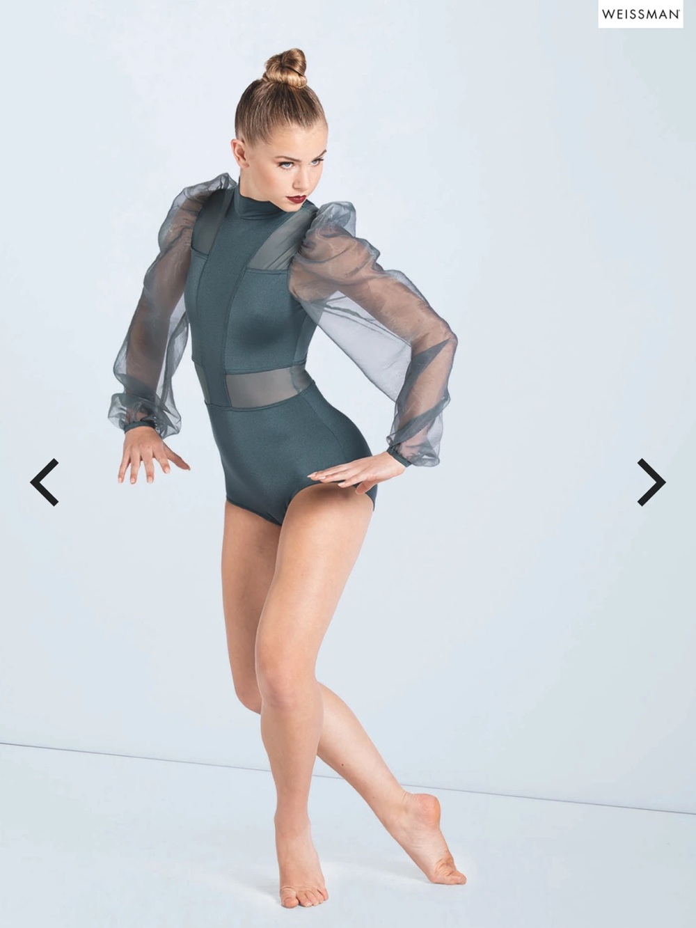 Weissman Don’t Let Me Down Girls' Organza Sleeve One-Piece Dance Leotard